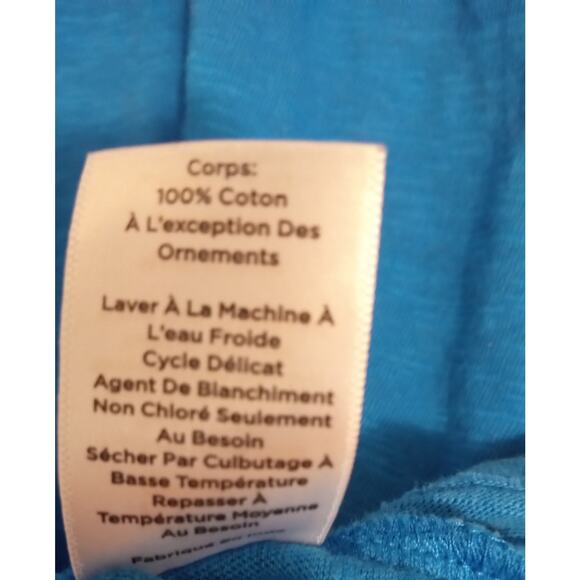 Talbots T by Talbots Blue Cotton Flutter-Sleeve Crochet-Neck T-Shirt Dress SZ S - Picture 5 of 8